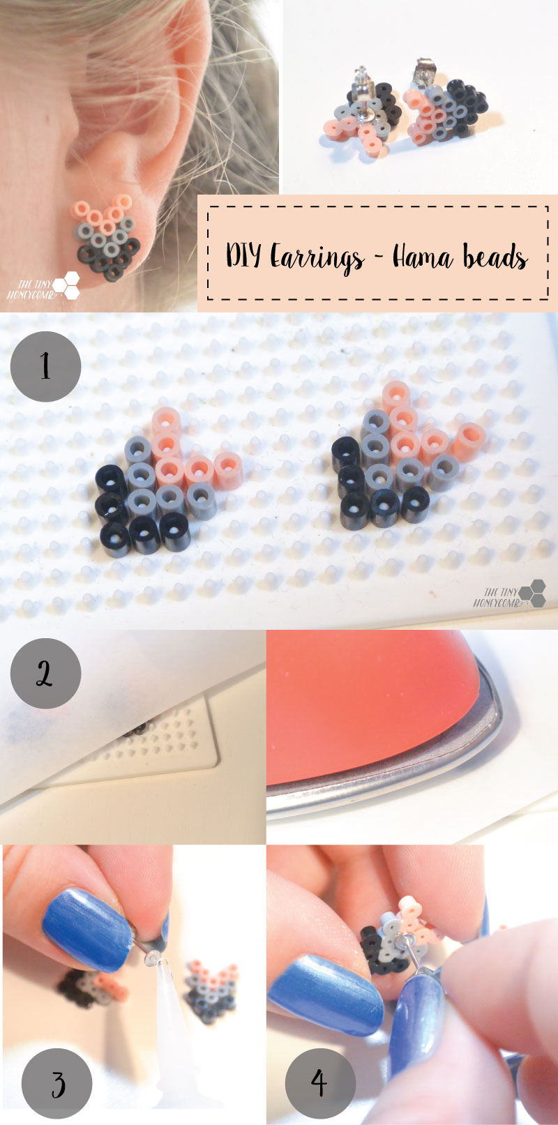 How to make earrings with hama beads – simple and cute – The Tiny Honeycomb