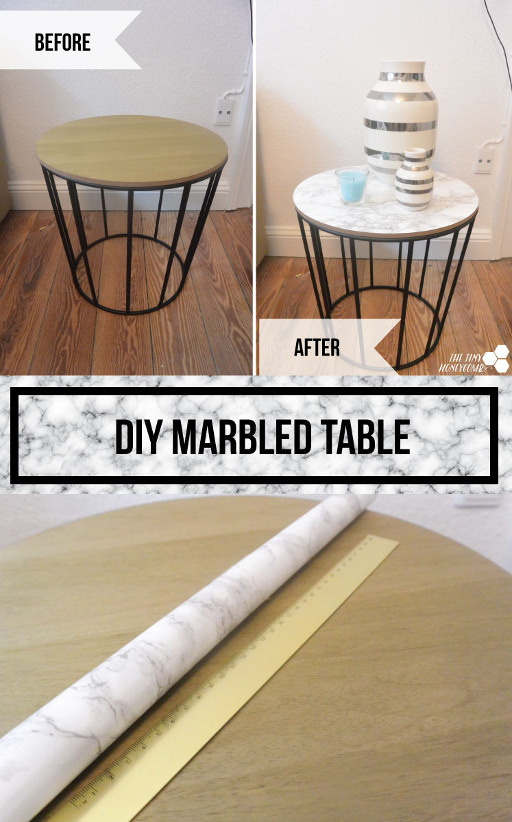 DIY marbled table - easy how to project. The tiny honeycomb blog