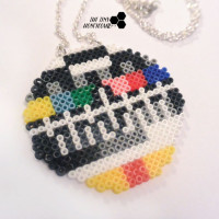 DIY Hama beads necklace. Showing the old tv screen. The tiny honeycomb blog