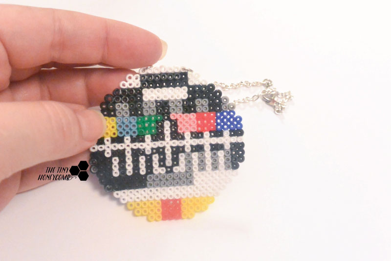 Hama bead design of old tv screen. Mini hama bead necklace. The tiny honeycomb blog