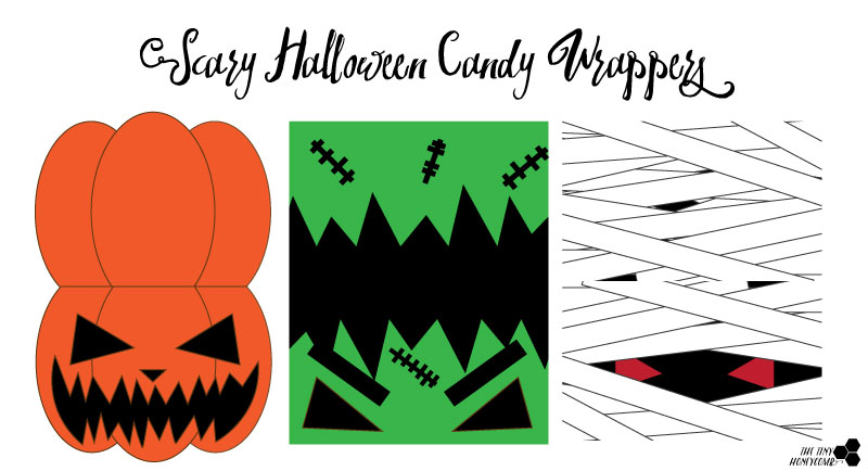 Scary halloween candy wrappers. Free Printables. The tiny honeycomb blog