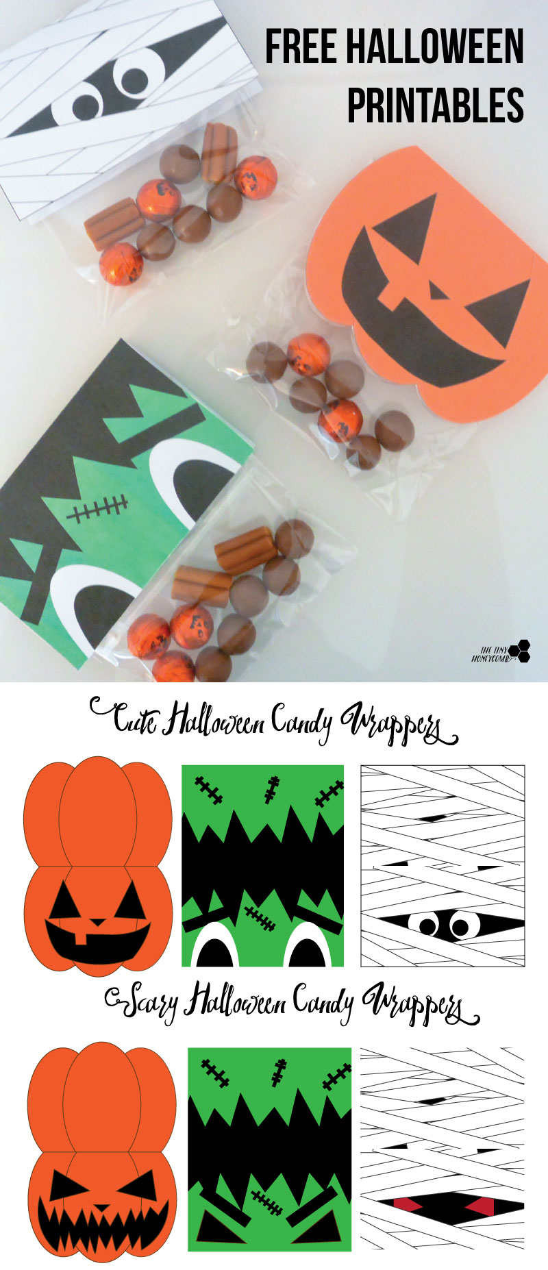 Free Halloween Candy Wrappers Printable. The Tiny Honeycomb blog