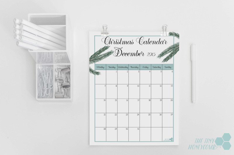 Christmas planner. Free December calendar 2015.