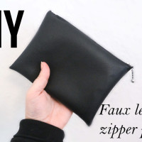 DIY makeup bag. Zipper pouch how to. Faux leather bag. The tiny honeycomb