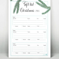 Free printable gift list. Christmas planner 2015