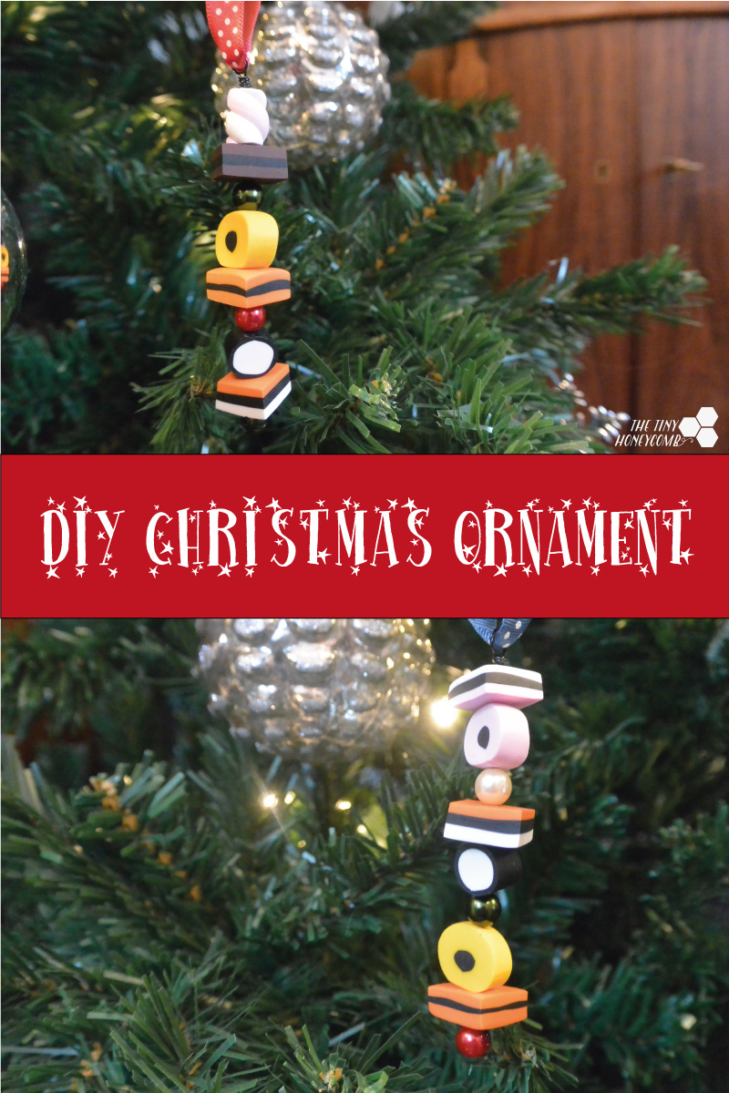 DIY Christmas ornament made from polymer clay. All sorts licorice inspired.