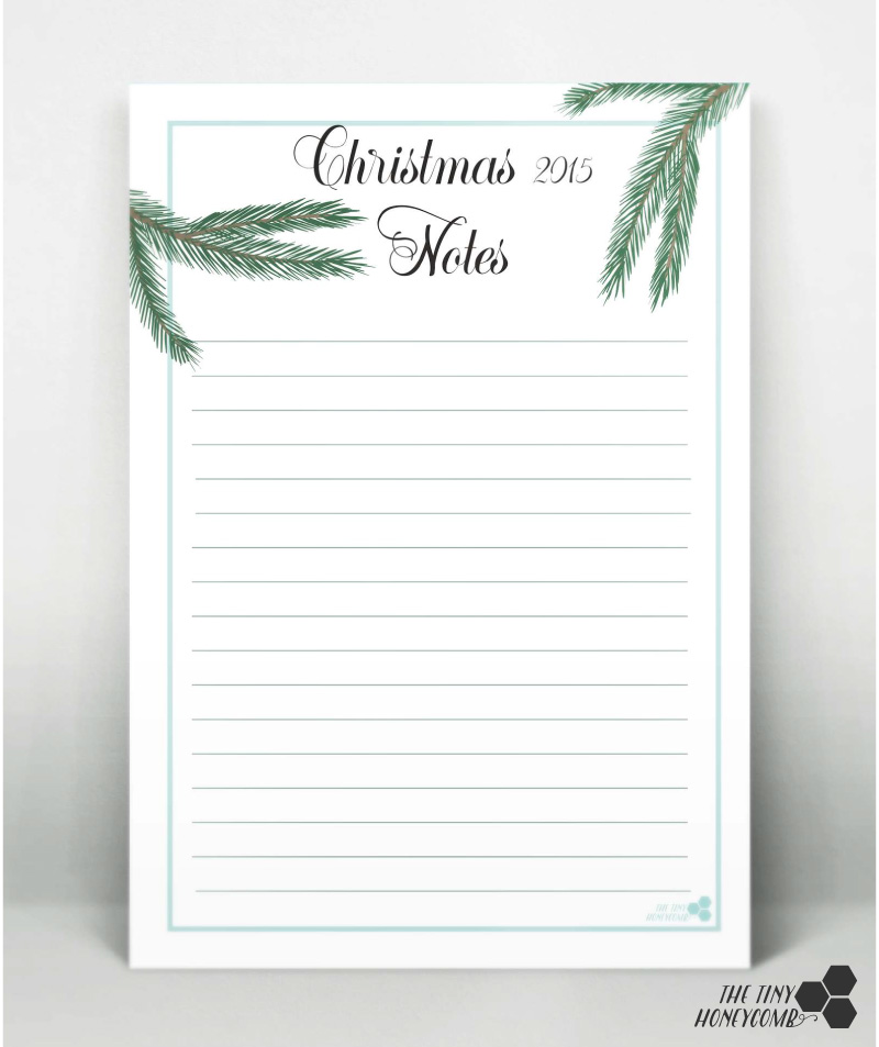 Christmas planner 2015. Printables - Notes print. For all your notes this Christmas.