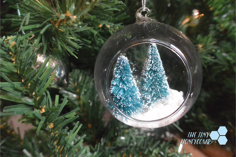 Miniature winter wonderland in a globe. DIY christmas ornament