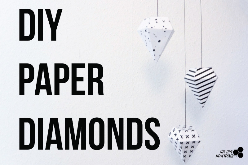 DIY paper diamonds with a printable template to easily make them at home