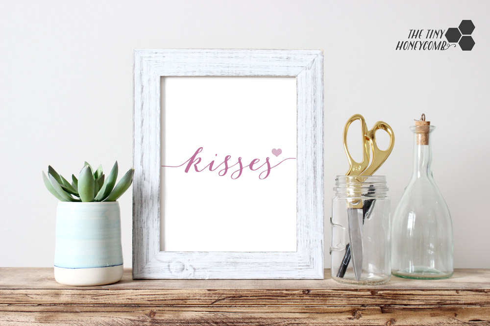 Free printable for valentine's day. Kisses. easy home decor for valentine's day