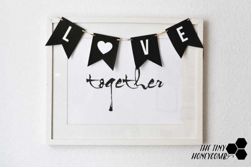 DIY easy and cute love banner for Valentine's day. Pretty, easy and cheap decor