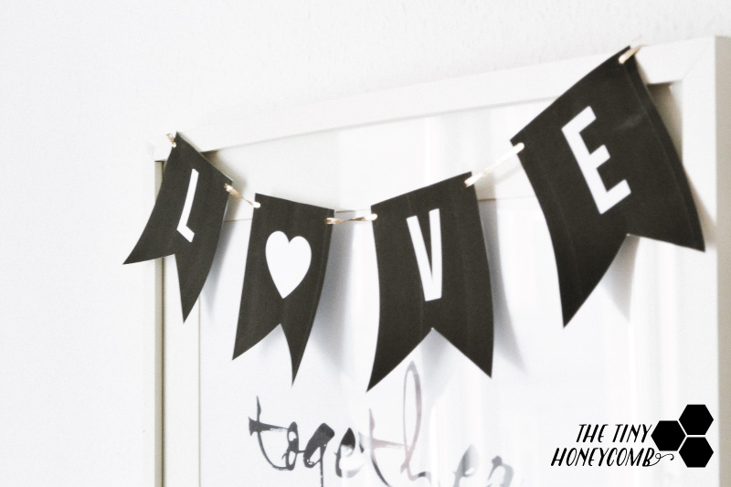 DIY love banner for an easy decor for valentine's day