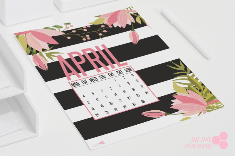 free printable calendar april