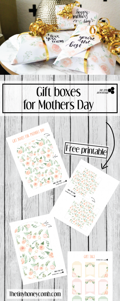 Free printable gift boxes for Mothers day. Easy to make DIY gift boxes with roses. Perfect for mothers day