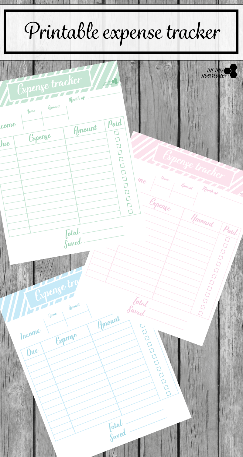 Printable expense tracker free in three different colors