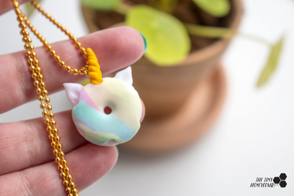 Make your own unicorn donut necklace with polymer clay
